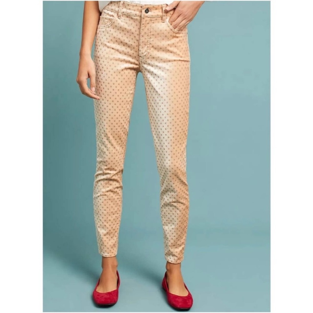 Anthropologie Pilcro & the Letterpress Velvet Polka Dot High Rise Skinny Jeans